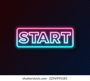 Glowing neon line Ribbon in finishing line icon isolated on black background. Symbol of finish line. Sport symbol or business concept.  Vector