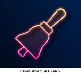 Glowing neon line Ringing bell icon isolated on black background. Alarm symbol, service bell, handbell sign, notification symbol.  Vector