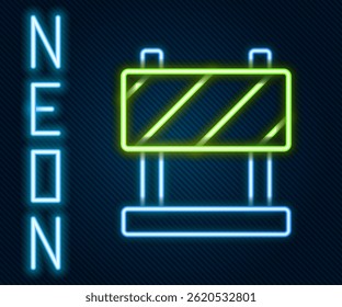 Glowing neon line Road barrier icon isolated on black background. Symbol of restricted area which are in under construction processes. Repair works. Colorful outline concept. Vector Illustration