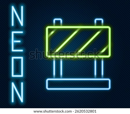 Glowing neon line Road barrier icon isolated on black background. Symbol of restricted area which are in under construction processes. Repair works. Colorful outline concept. Vector Illustration