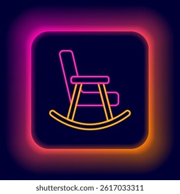 Glowing neon line Rocking chair icon isolated on black background. Colorful outline concept. Vector