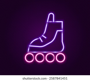 Glowing neon line Roller skate icon isolated on black background. Colorful outline concept. Vector