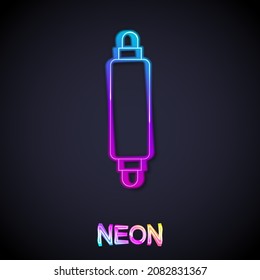 Glowing neon line Rolling pin icon isolated on black background.  Vector