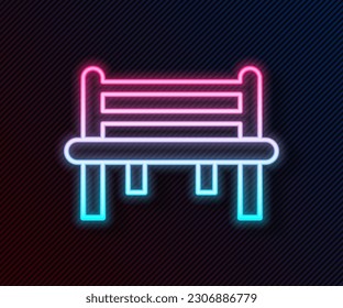 Glowing neon line Romantic bench icon isolated on black background.  Vector