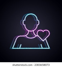 Glowing neon line Romantic man icon isolated on black background. Happy Valentines day.  Vector