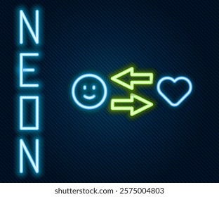 Glowing neon line Romantic relationship icon isolated on black background. Romantic relationship or pleasant meeting concept. Colorful outline concept. Vector