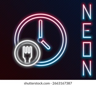 Línea de neón brillante alrededor del icono de entrega del reloj aislado sobre fondo negro. Concepto de contorno colorido. Ilustración vectorial