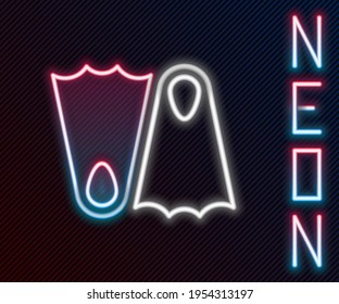 Glowing neon line Rubber flippers for swimming icon isolated on black background. Diving equipment. Extreme sport. Sport equipment. Colorful outline concept. Vector Illustration