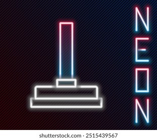 Glowing neon line Rubber plunger with wooden handle for pipe cleaning icon isolated on black background. Toilet plunger. Colorful outline concept. Vector