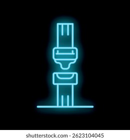 Glowing neon line safety belt icon isolated on black background. Vector illustration