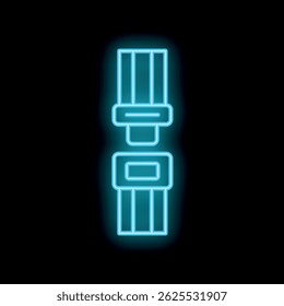 Glowing neon line safety belt icon isolated on black background vector illustration for your design, advertising, logo, application, ui