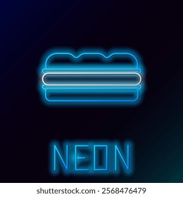 Glowing neon line Sandwich icon isolated on black background. Hamburger icon. Burger food symbol. Cheeseburger sign. Street fast food menu. Colorful outline concept. Vector