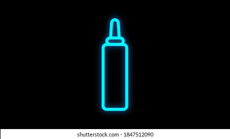 Glowing neon line Sauce bottle icon isolated on black background. Ketchup, mustard and mayonnaise bottles with sauce
