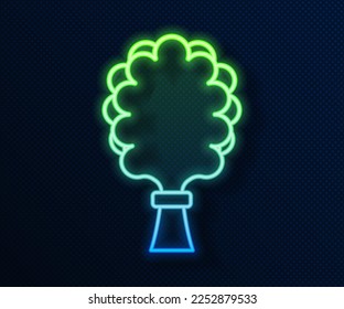 Glowing neon line Sauna broom icon isolated on blue background. Broom from birch twigs, branches for Russian steam bath, sauna, washhouse.  Vector