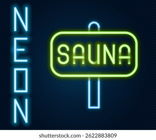 Glowing neon line Sauna icon isolated on black background. Colorful outline concept. Vector