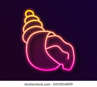 Glowing neon line Scallop sea shell icon isolated on black background. Seashell sign.  Vector