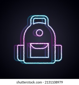 Glühende Neonline Schule Rucksack Symbol einzeln auf schwarzem Hintergrund.  Vektorgrafik