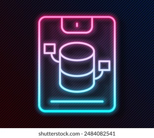Glowing neon line Server, Data, Web Hosting icon isolated on black background.  Vector
