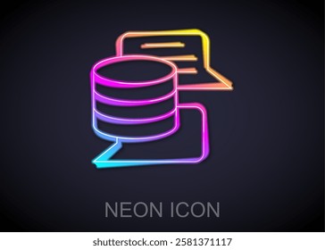 Glowing neon line Server, Data, Web Hosting icon isolated on black background.  Vector