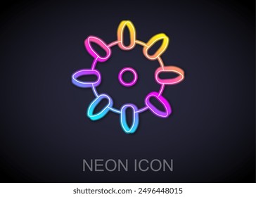 Glowing neon line Set of false nails for manicure icon isolated on black background. Varnish color palette for nail extension. Artificial nails.  Vector