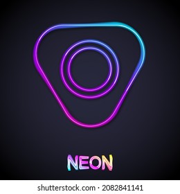 Glowing neon line Sewing chalk icon isolated on black background.  Vector