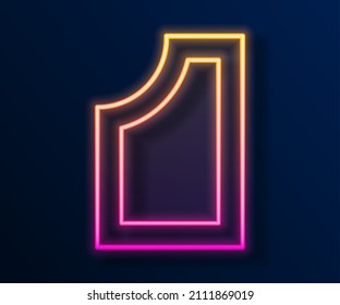 Línea de neón brillante Icono de patrón de costura aislado en fondo negro. Marcas para coser.  Vector
