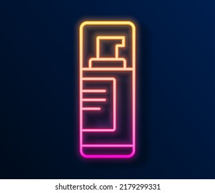 Glowing neon line Shaving gel foam icon isolated on black background. Shaving cream.  Vector
