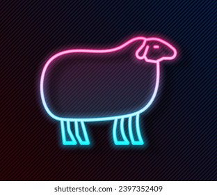 Glowing neon line Sheep icon isolated on black background. Animal symbol.  Vector