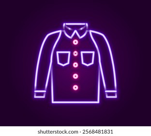 Glowing neon line Shirt icon isolated on black background. T-shirt. Colorful outline concept. Vector