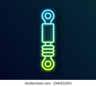 Glowing neon line Shock absorber icon isolated on black background.  Vector