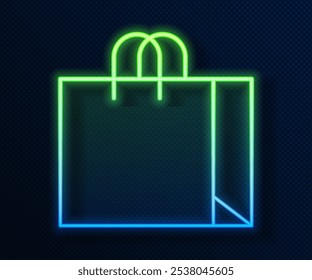 Brilhante neon line Shopping bag ícone de joias isolado no fundo azul.  Vetor