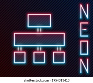 Glowing neon line Site map icon isolated on black background. Colorful outline concept. Vector