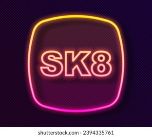 Glowing neon line Skateboard icon isolated on black background. Extreme sport. Sport equipment.  Vector