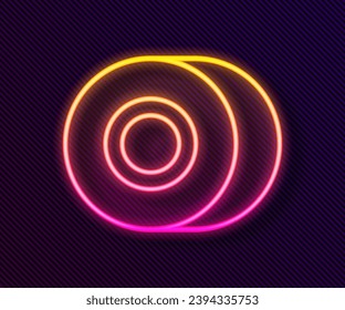 Glowing neon line Skateboard wheel icon isolated on black background. Skate wheel.  Vector