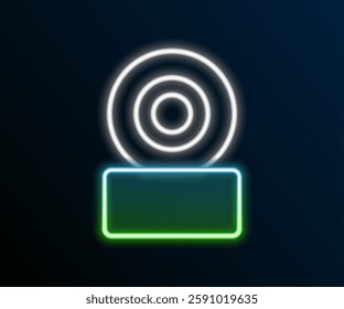 Glowing neon line Skateboard wheel icon isolated on black background. Skate wheel. Colorful outline concept. Vector