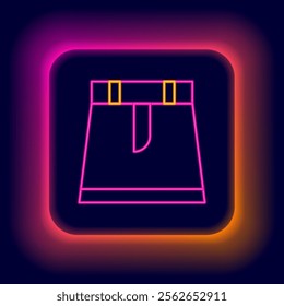 Glowing neon line Skirt icon isolated on black background. Colorful outline concept. Vector