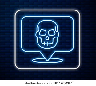 Glowing neon line Skull