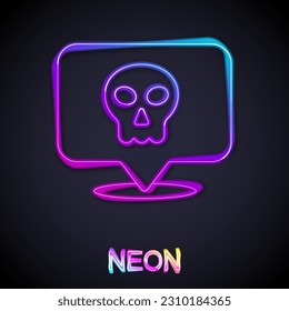 Glowing neon line Skull icon isolated on black background. Happy Halloween party.  Vector