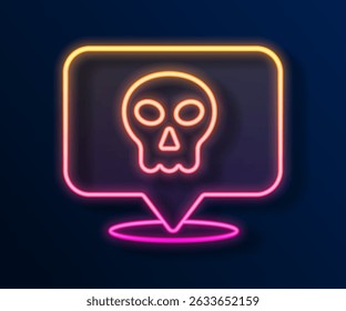 Glowing neon line Skull icon isolated on black background. Happy Halloween party.  Vector