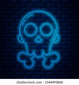 Glowing neon line Skull
