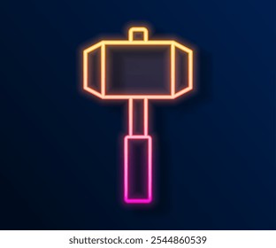 Glowing neon line Sledgehammer icon isolated on black background.  Vector