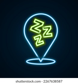 Glowing neon line Sleepy icon isolated on black background. Sleepy zzz talk bubble. Colorful outline concept. Vector