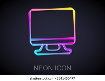 Glowing neon line Smart Tv icon isolated on black background. Television sign.  Vector
