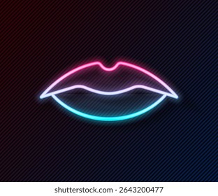 Glowing neon line Smiling lips icon isolated on black background. Smile symbol.  Vector