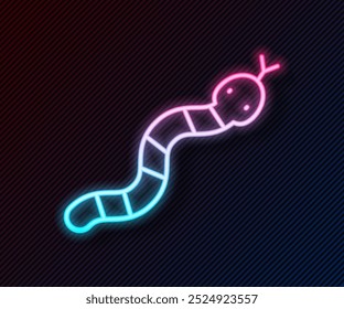 Icono de serpiente de línea de neón brillante aislado sobre fondo negro.  Vector