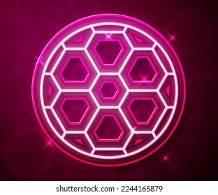 Glowing neon line Soccer football ball icon isolated on red background. Sport equipment.  Vector