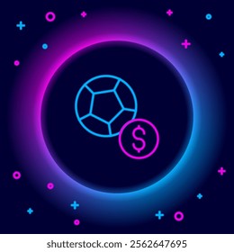 Glowing neon line Soccer football ball icon isolated on black background. Sport equipment. Colorful outline concept. Vector