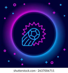 Glowing neon line Soccer football ball icon isolated on black background. Sport equipment. Colorful outline concept. Vector