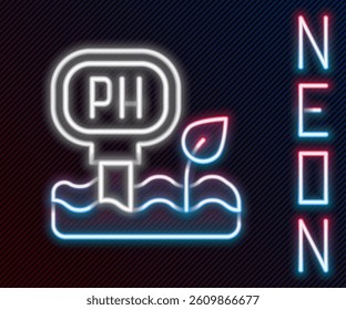Glowing neon line Soil ph testing icon isolated on black background. PH earth test. Colorful outline concept. Vector
