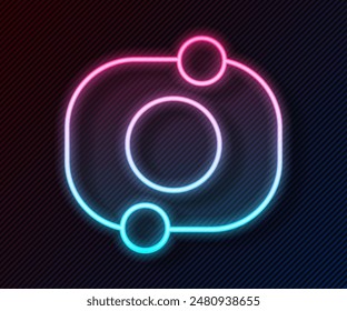 Glowing neon line Solar system icon isolated on black background. The planets revolve around the star.  Vector